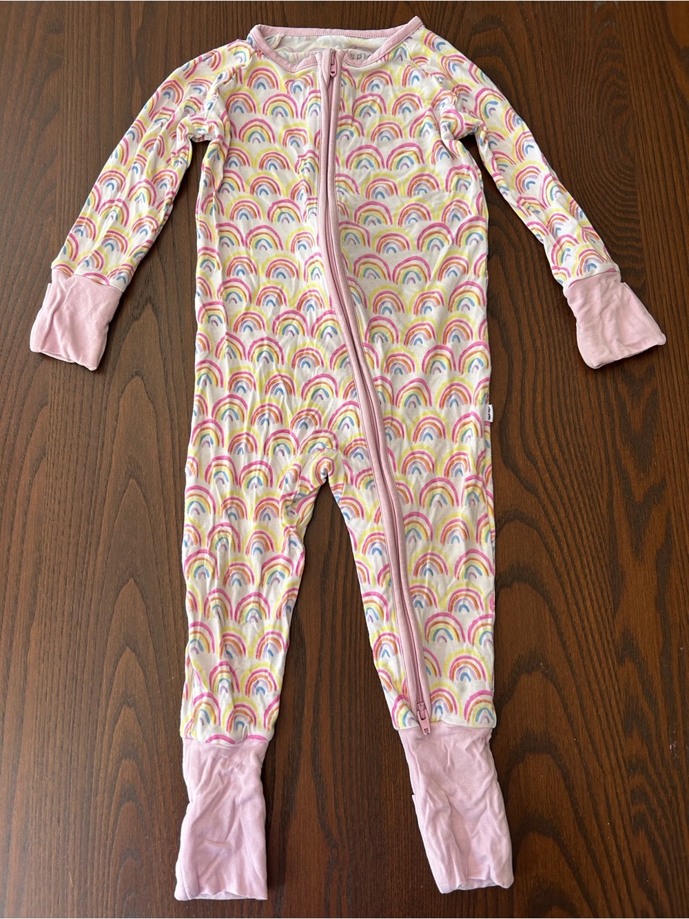 Little sleepies Pink Rainbow Print Kids One-Piece Sleeper